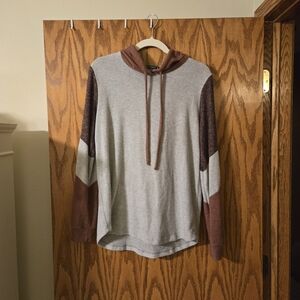 Gray and Brown Hooded Sweatshirt